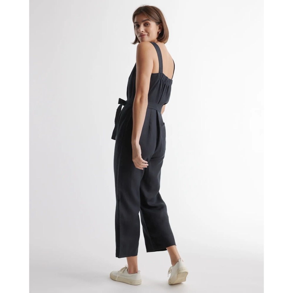 NWT Quince 100% European Linen Square Neck Jumpsuit - Small, Black (NO BELT) - Picture 3 of 12